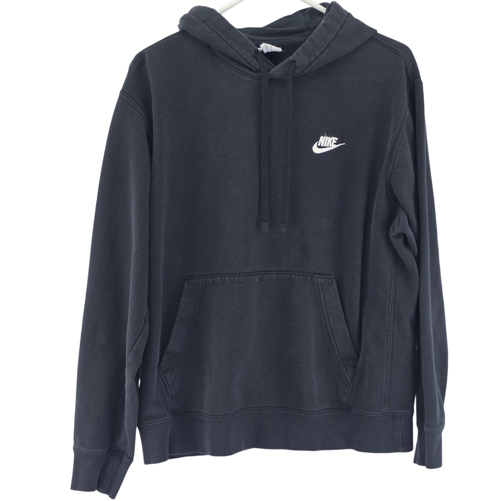 Nike Hoodie Mens Medium Black Sportswear Fleece Pullover Futura Logo Essential